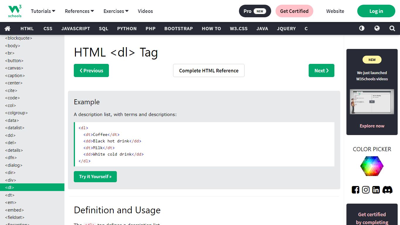 HTML dl tag - W3Schools