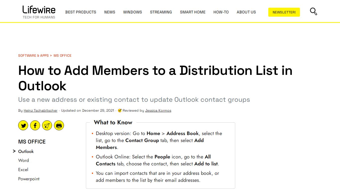 How to Add Members to a Distribution List in Outlook - Lifewire